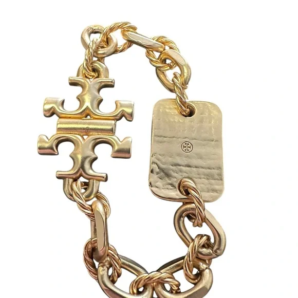 TORY BURCH • Gold Torsade Engraved Logo Bracelet NWOT - Picture 5 of 7